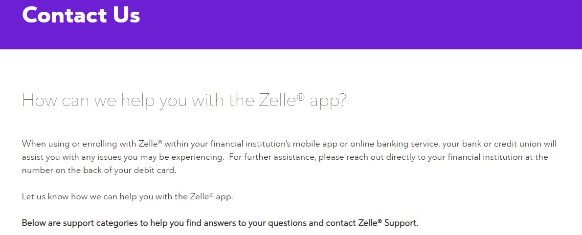 Contact Zelle Support