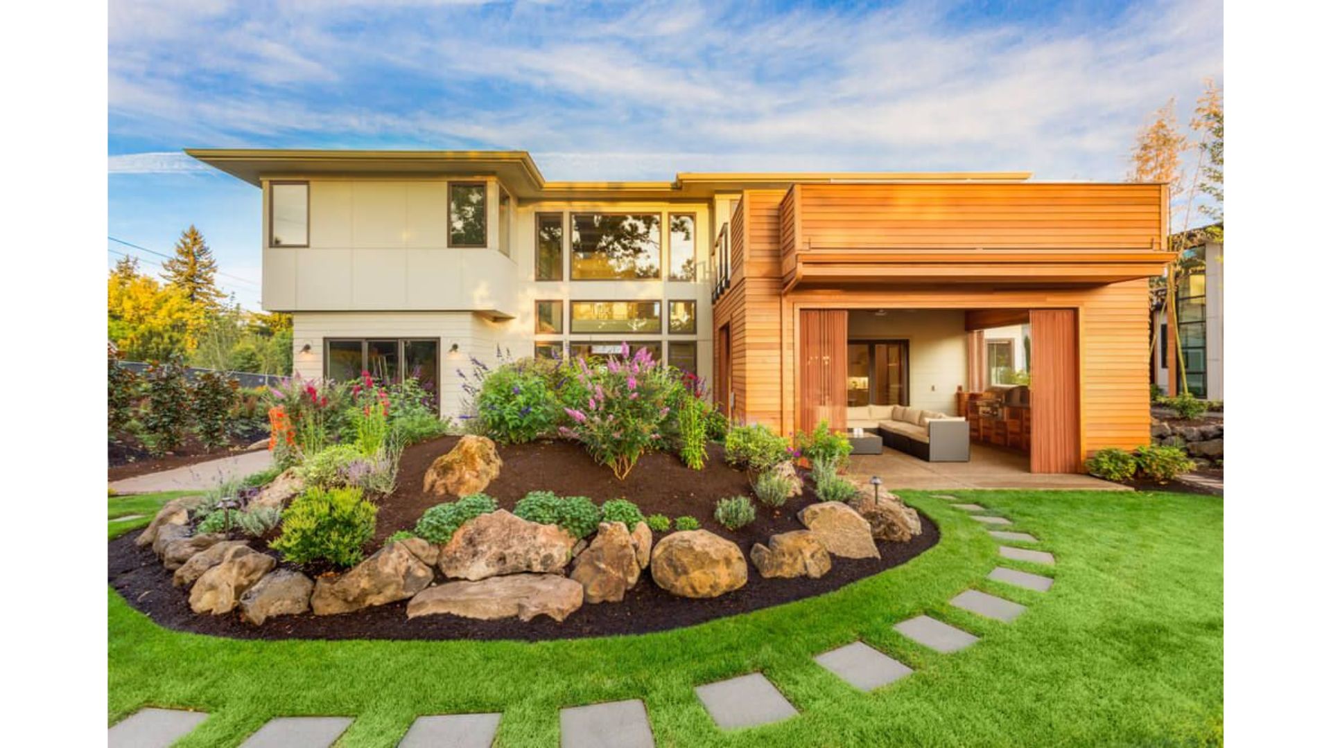 Choose a landscape design that complements the home.